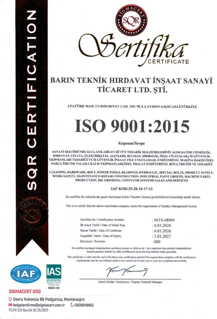 ISO 9001 Sertifikası